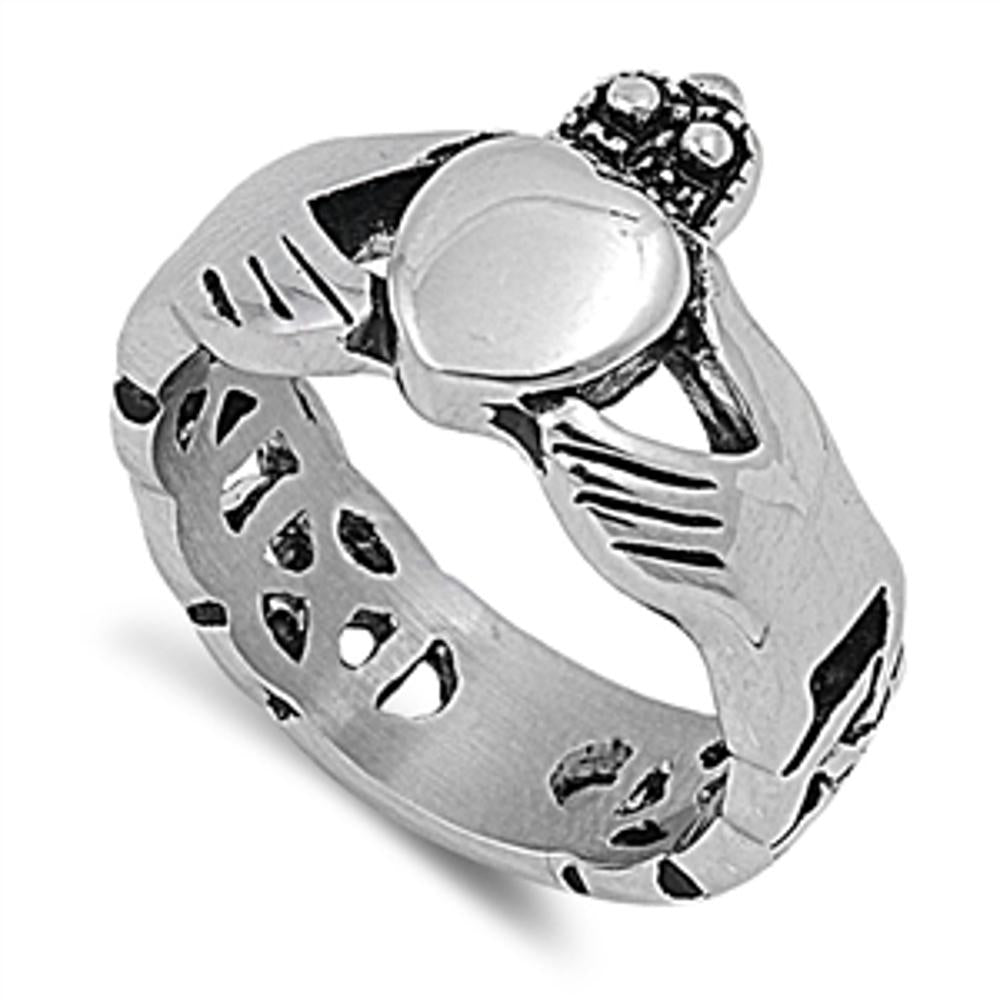 Claddagh Promise Ring New 316L Stainless Steel Celtic Heart Love Band Sizes 5-12