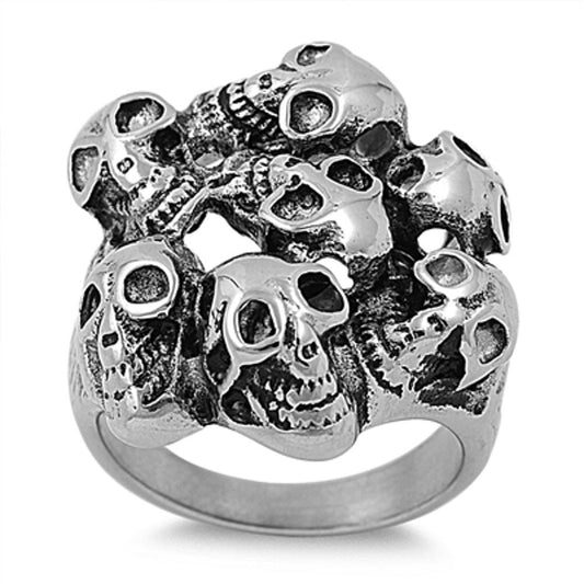 Men's Biker Skull Dead Chopper Ring New 316L Stainless Steel Band Sizes 8-15