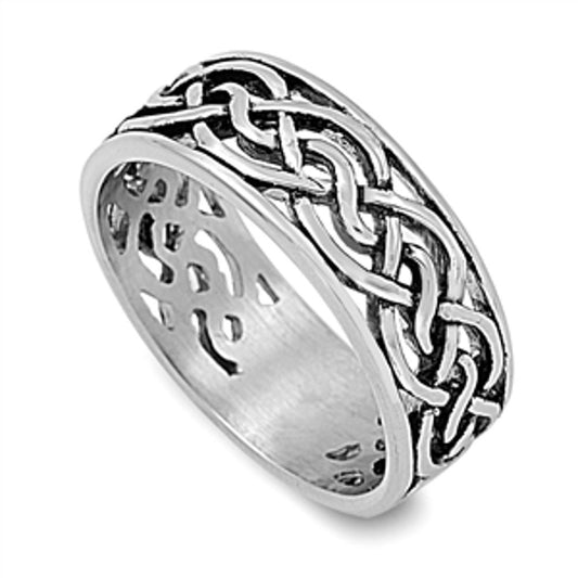 Celtic Infinity Knot Men's Wedding Ring New 316L Stainless Steel Band Sizes 8-13