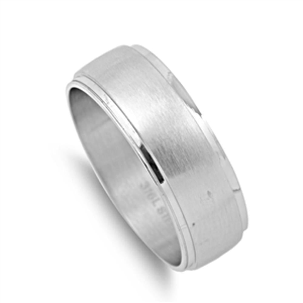 Men's Brushed Thick Wedding Band Ring New 316L Stainless Steel 8mm Sizes 6-14