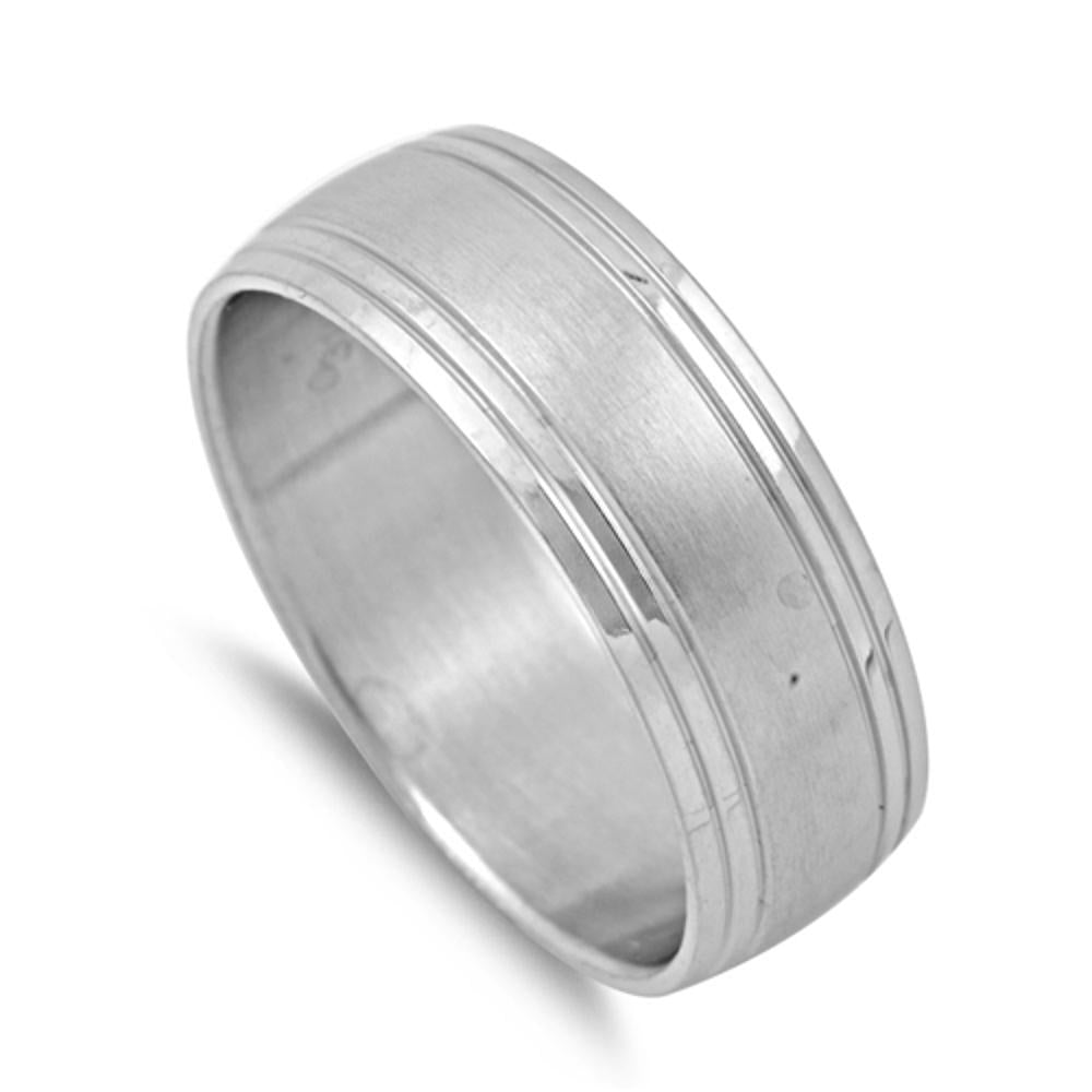 Men's Women's Wedding Grooved Ring New 316L Stainless Steel Band Sizes 7-14