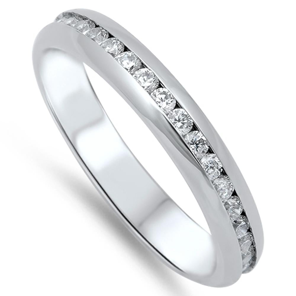 Eternity Inset White CZ Fashion Ring New 316L Stainless Steel Band Sizes 5-13