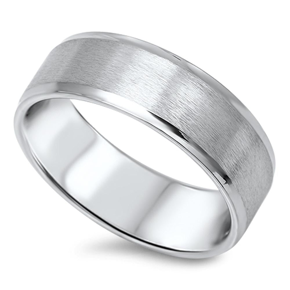 Men's Brushed Wedding Band Unisex New 316L Stainless Steel Ring Sizes 7-14