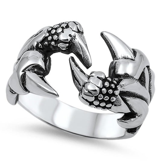 Open Fang Claw Crab Pincher Biker Ring New 316L Stainless Steel Band Sizes 8-15