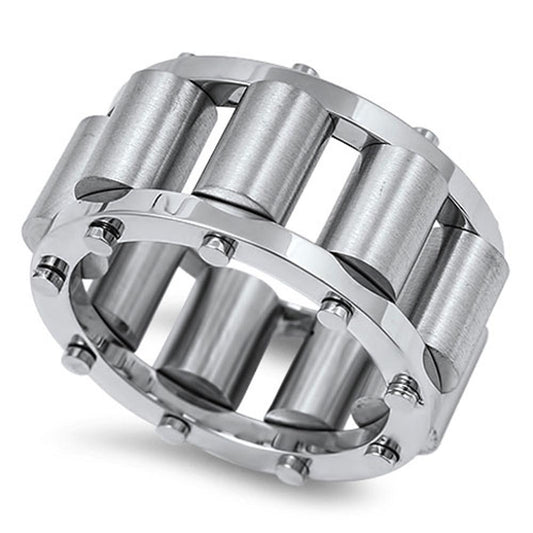 Men's Rollers Tumblers Wedding Ring New 316L Stainless Steel Band Sizes 7-14