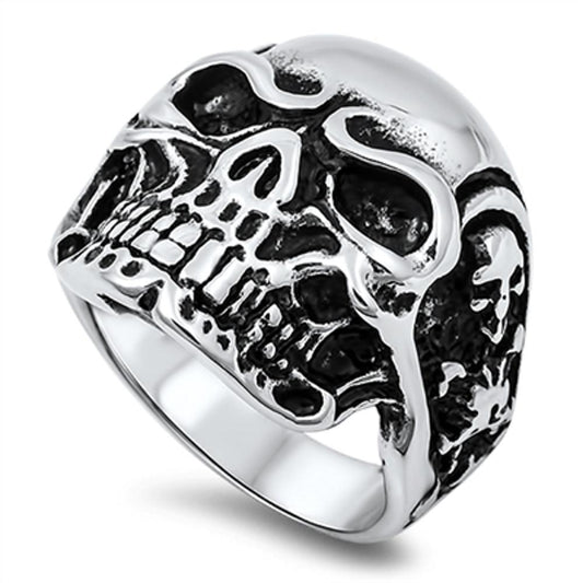 Large Biker Skull Chopper Evil Ring New 316L Stainless Steel Band Sizes 9-14