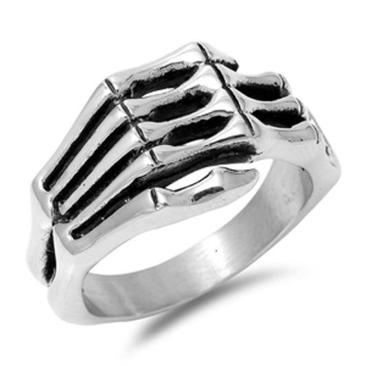 Biker Skeleton Hand Cutout Chopper Ring New 316L Stainless Steel Band Sizes 7-15