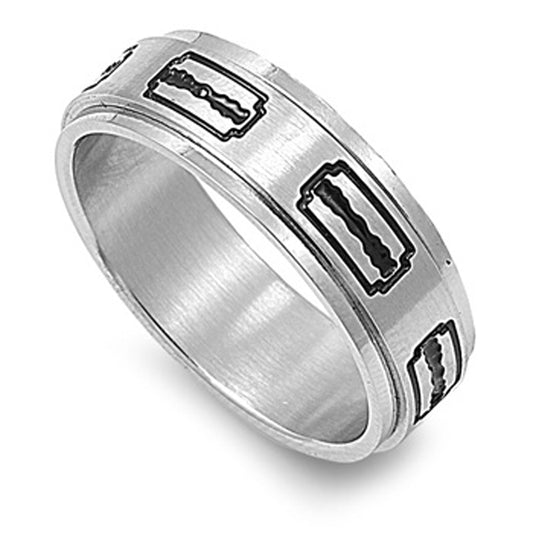 Men's Razon Spinner Ring Unique Stainless Steel Band New USA 8mm Sizes 9-14