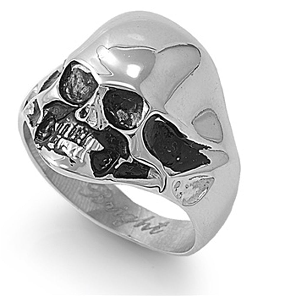 Men's Heavy Skull Biker Ring Polished Stainless Steel Band New 19mm Sizes 9-15