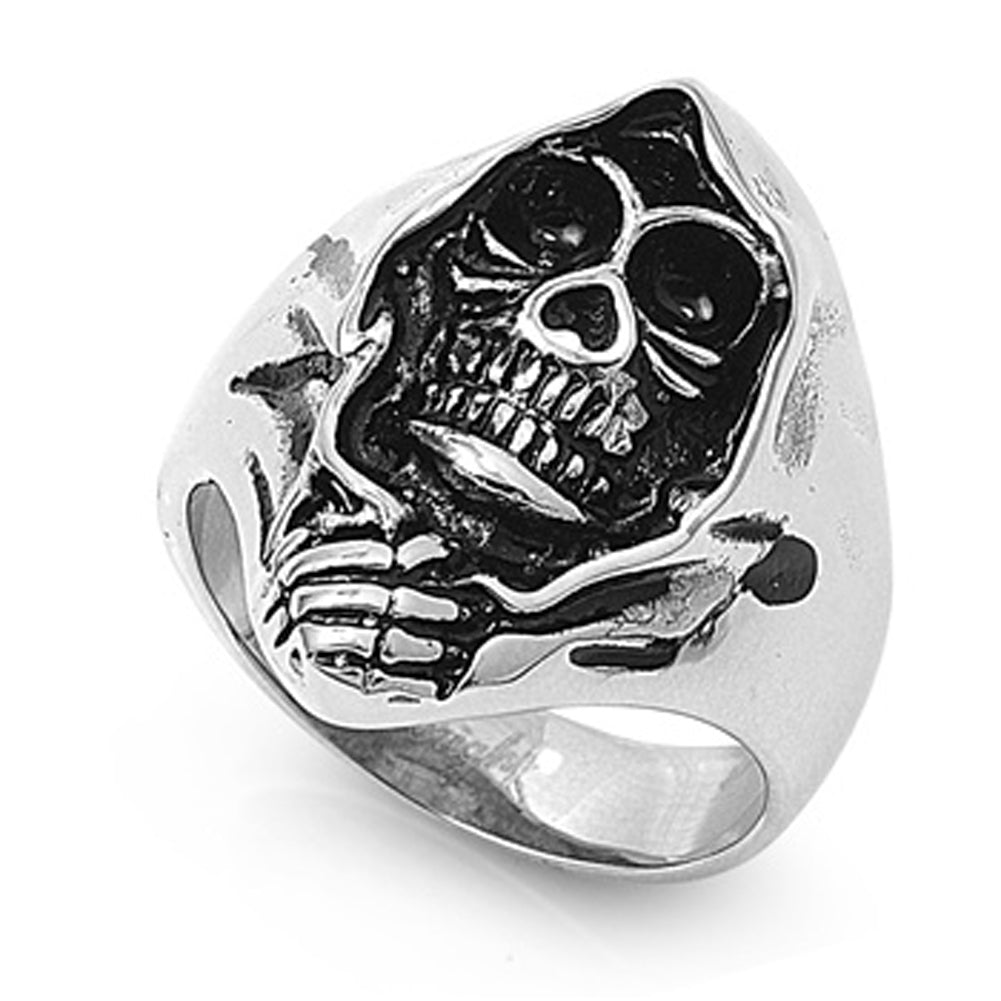 Men's Heavy Grim Reaper Biker Ring Stainless Steel Band New USA 28mm Sizes 6-18