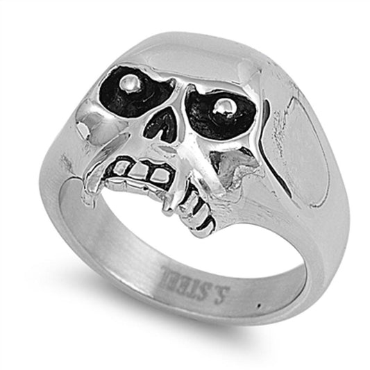 Men's Skull Biker Ring Wholesale Polished Stainless Steel Band 22mm Sizes 6-17