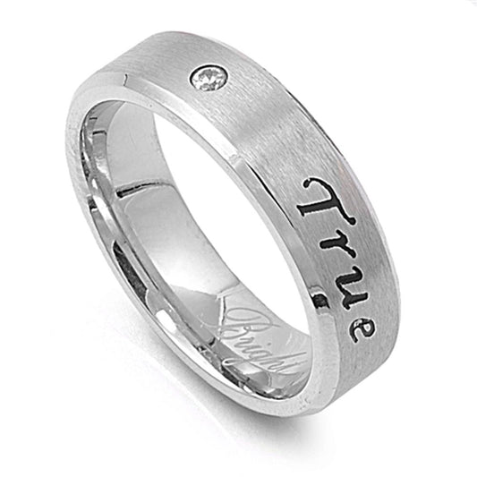 Men's Womens True Love Ring Unique Polished Stainless Steel Band 6mm Sizes 5-14