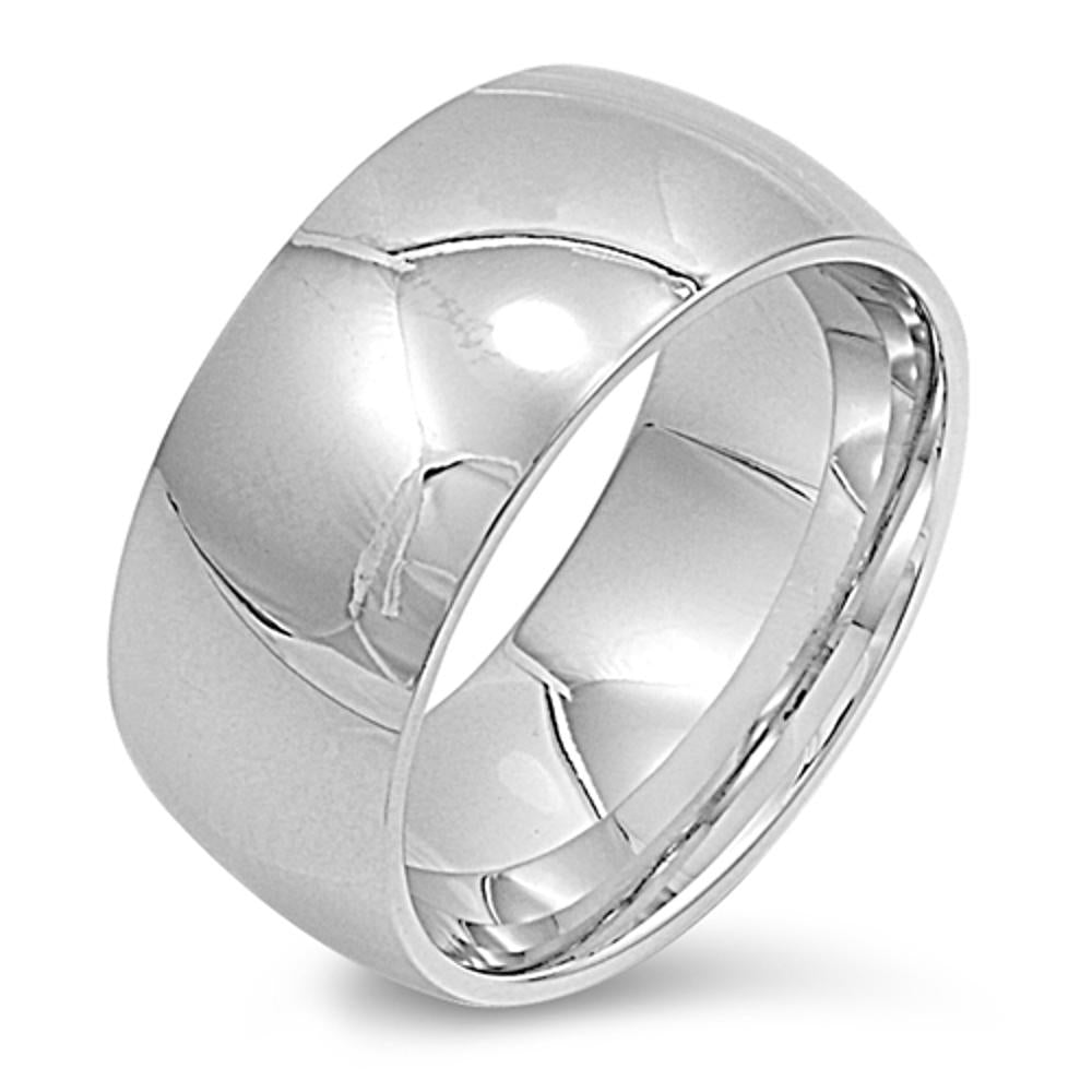 Stainless Steel Band Polished Plain Wedding Ring 316L Surgical 10mm Sizes 6-15