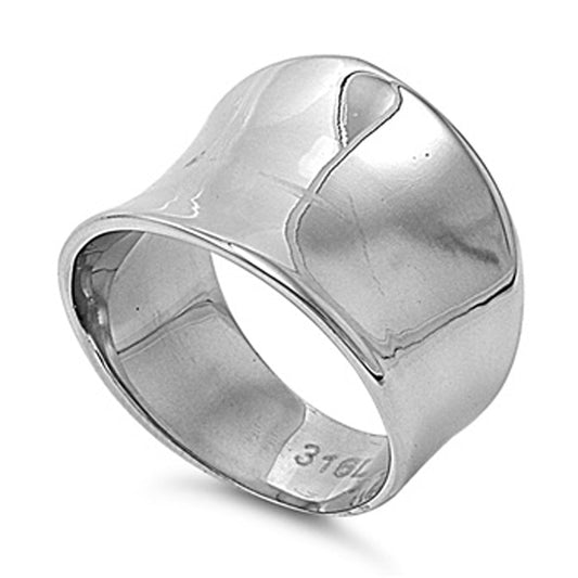 Men's Domed Ring Unique Polished Stainless Steel Band New USA 17mm Sizes 7-11