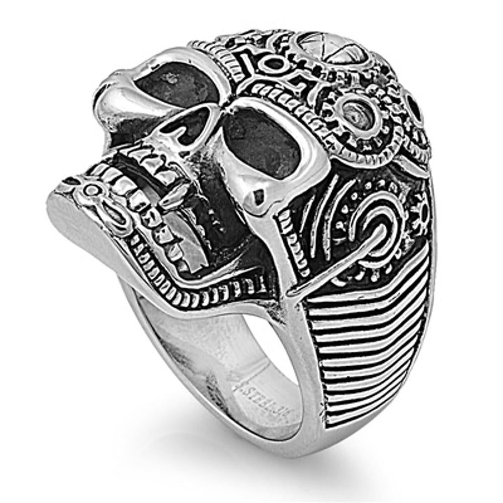 Stainless Steel Skull w/ Pentagram Biker Ring High Quality New Sizes 9-14