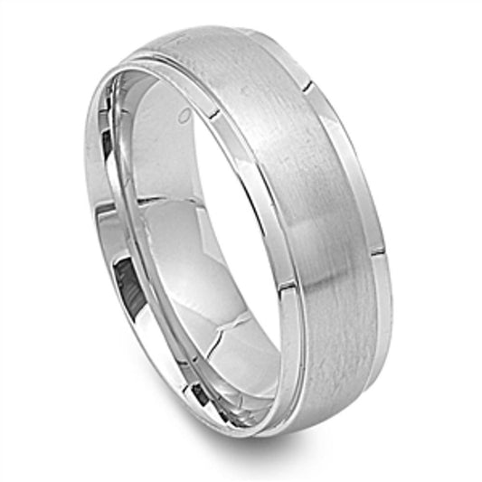 Men's Brushed Wedding Ring Wholesale Stainless Steel Band New 8mm Sizes 9-13