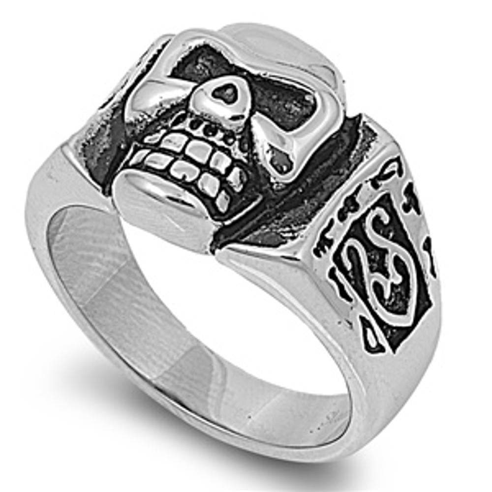 Men's Heavy Skull Biker Ring Classic Stainless Steel Band New 16mm Sizes 6-15