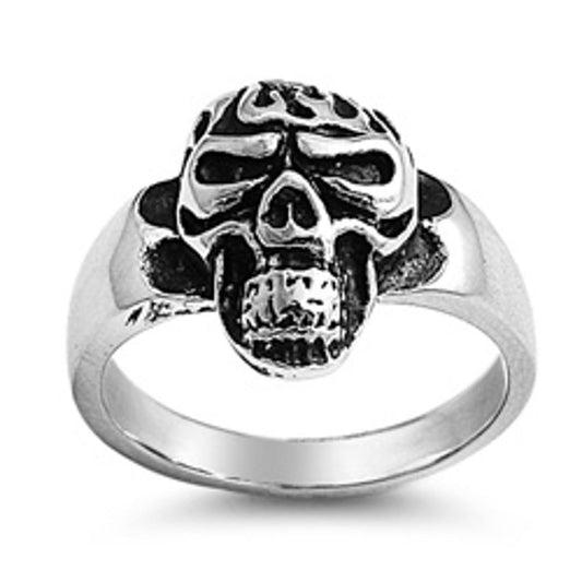 Men's Simple Heavy Skull Biker Ring Stainless Steel Band New 18mm Sizes 8-13