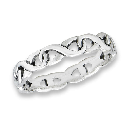 Eternity Infinity Knot Link Wedding Ring New 925 Sterling Silver Band Sizes 2-9