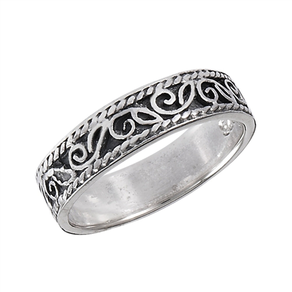 Filigree Scroll Tibetan Bali Swirl Ring New .925 Sterling Silver Band Sizes 1.5-10