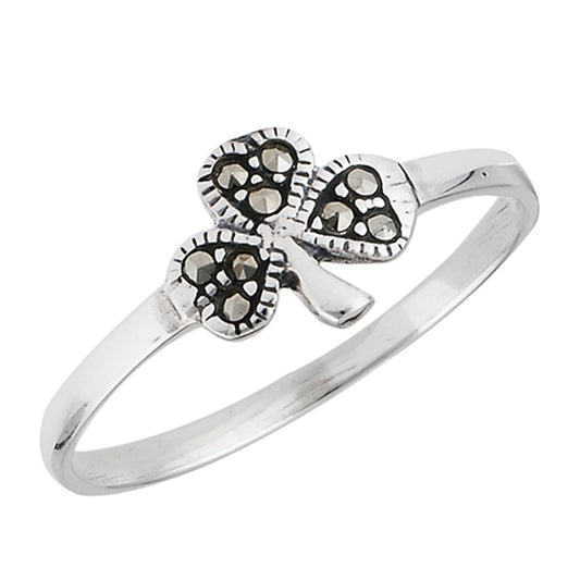 Classic Lucky Shamrock Clover Love Ring New .925 Sterling Silver Band Sizes 4-8