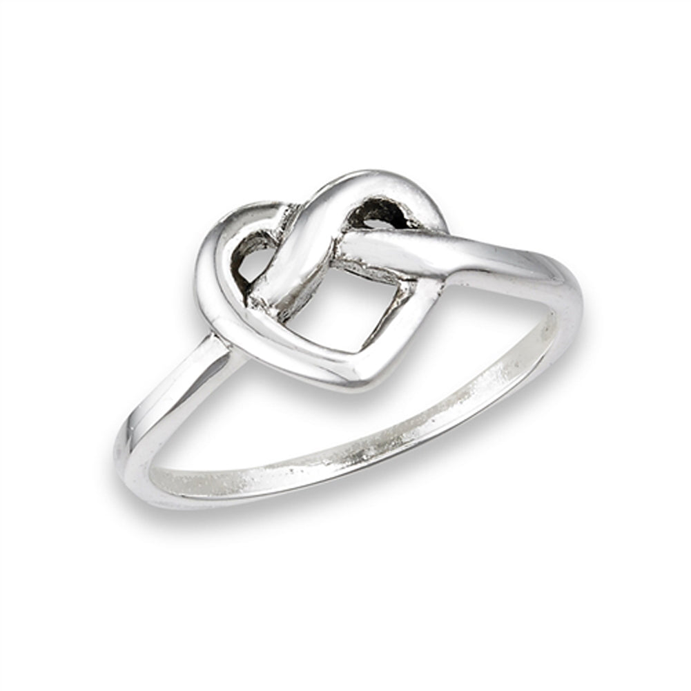 Oxidized Infinity Knot Heart Promise Ring .925 Sterling Silver Band Sizes 6-9