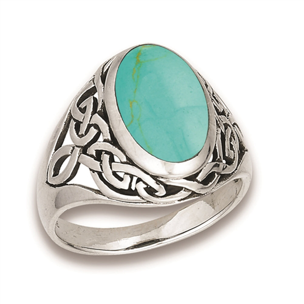 Oxidized Celtic Knot Turquoise Filigree Ring 925 Sterling Silver Band Sizes 6-10