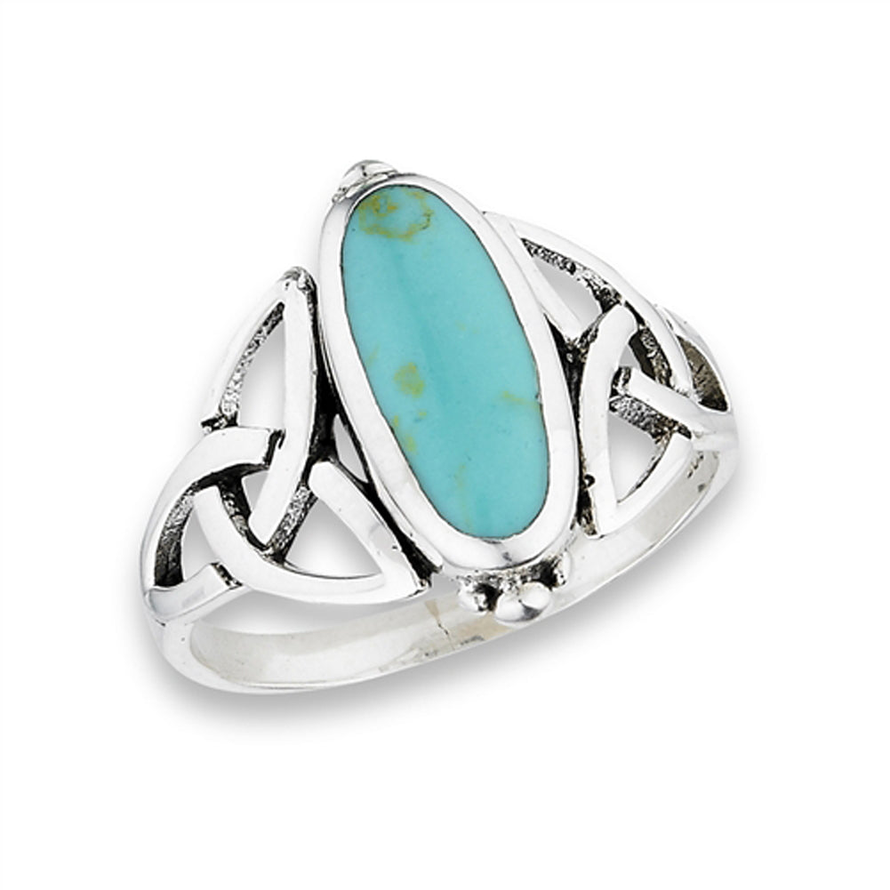 Turquoise Celtic Triquetra Wide Ring New .925 Sterling Silver Band Sizes 6-9