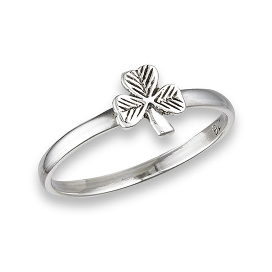 Oxidized Shamrock Clover Holiday Ring New .925 Sterling Silver Band Sizes 3-8