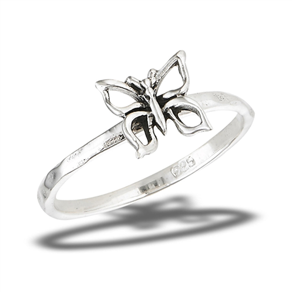 Oxidized Filigree Butterfly Wings Ring New .925 Sterling Silver Band Sizes 4-8