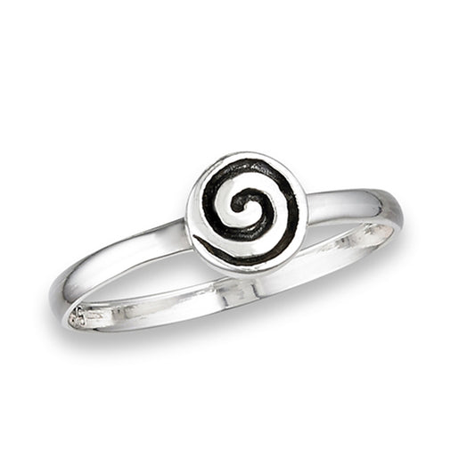 Oxidized Etched Swirl Circle Ring New .925 Sterling Silver Band Sizes 3-8