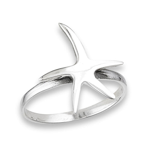 High Polish Wide Starfish Fashion Ring New .925 Sterling Silver Band Sizes 5-9