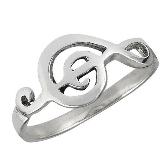 Filigree Clef Note Sideways Music Ring New .925 Sterling Silver Band Sizes 5-9