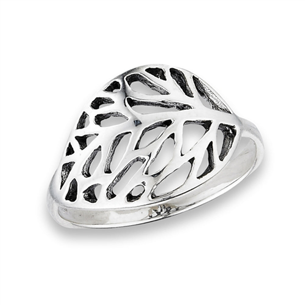 Oxidized Filigree Leaf Beautiful Ring New .925 Sterling Silver Band Sizes 5-9