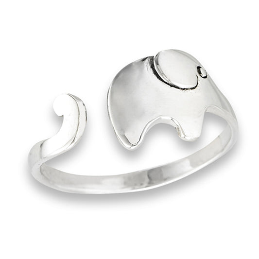 Open Adjustable Elephant Trunk Cute Ring New 925 Sterling Silver Band Sizes 5-9