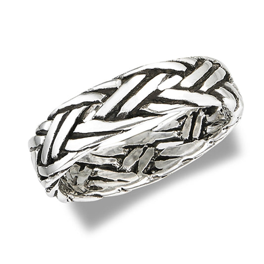 Oxidized Eternity Celtic Woven Knot Braid Ring Sterling Silver Band Sizes 8-13