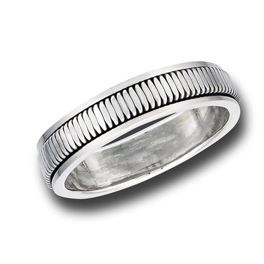 Modern Grooved Milgrain Spinning Ring New .925 Sterling Silver Band Sizes 6-13