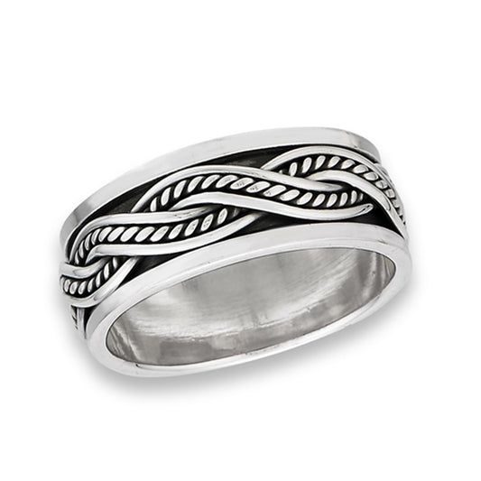 Interwoven Braid Knot Ring New .925 Sterling Silver Wedding Band Sizes 7-13