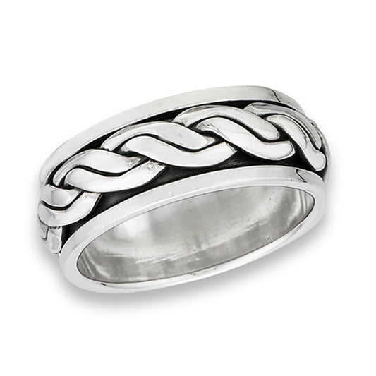 Chunky Braided Rope Weave Ring New .925 Sterling Silver Wedding Band Sizes 7-13