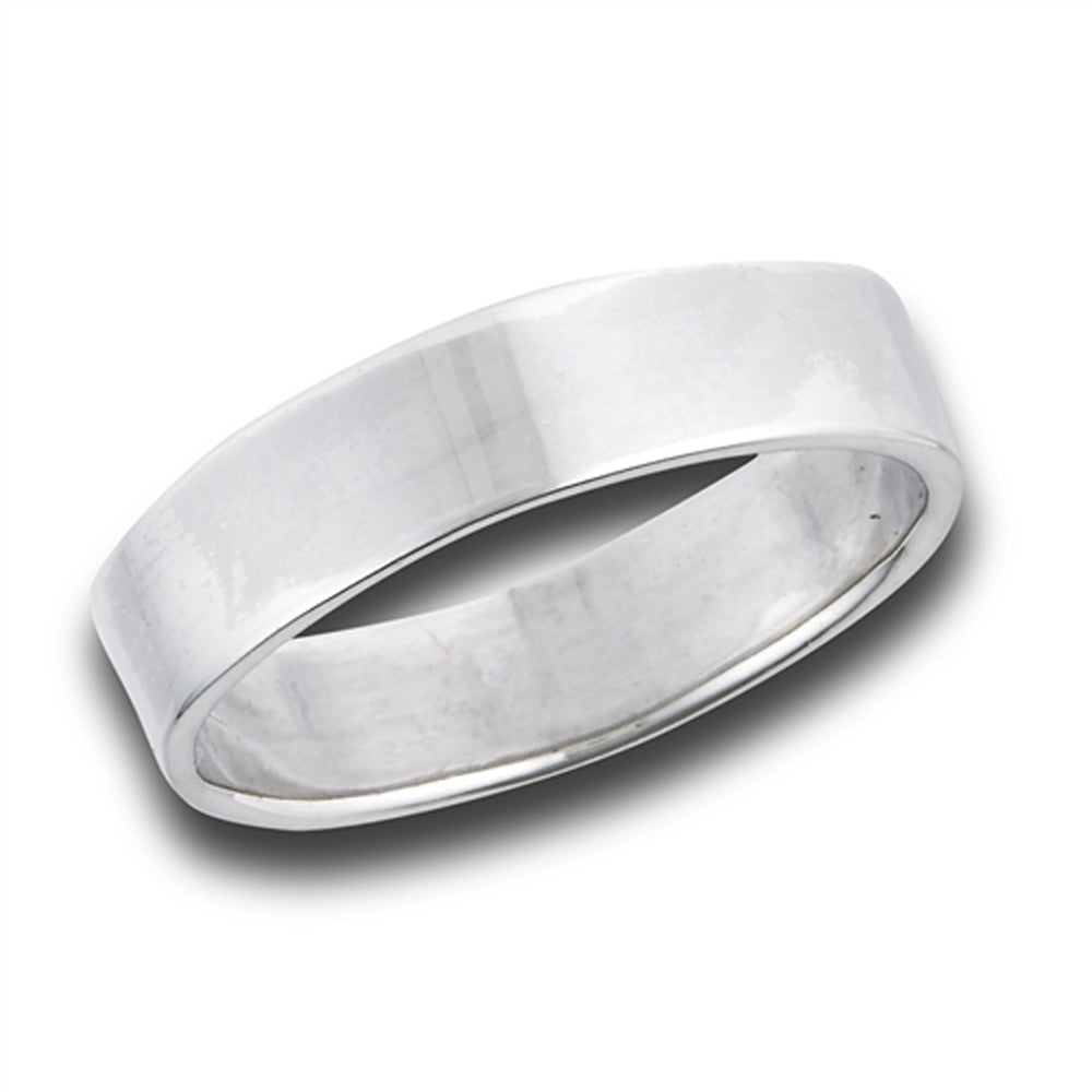 Flat High Polish Wedding Ring .925 Sterling Silver Band Sizes 5-13