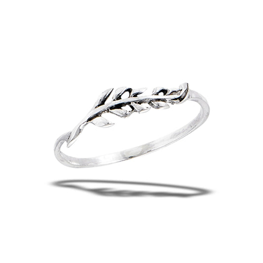 Boho Dainty Leaf Feather Ring New .925 Sterling Silver Band Sizes 4-9