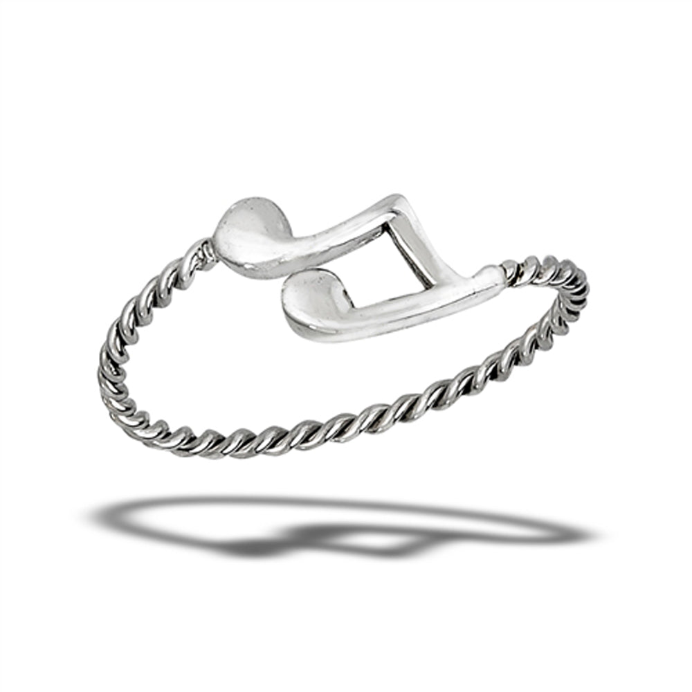 Musical Note Rope Twist Ring New .925 Sterling Silver Band Sizes 4-8