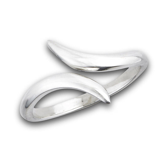 Unique Adjustable Curve Wrap Open Ring New .925 Sterling Silver Band Sizes 6-9