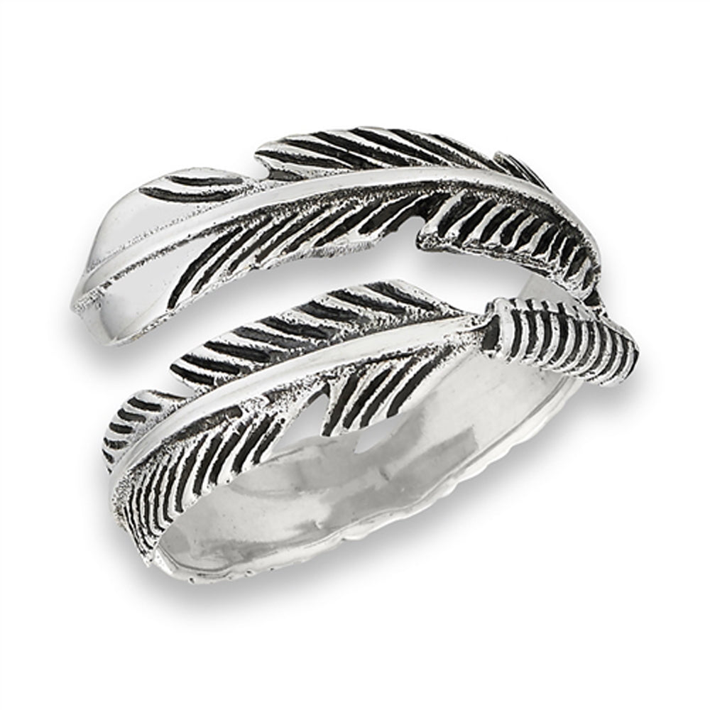 Unique Feather Wrap Spoon Ring New .925 Sterling Silver Band Sizes 6-10