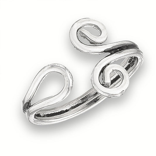 Midi Swirl Wavy .925 Sterling Silver High Polish Celtic Toe Ring Band