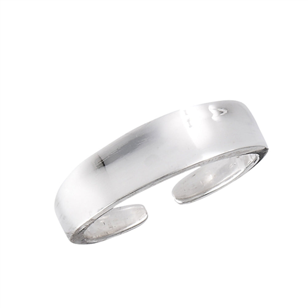 Concave High Polish Simple .925 Sterling Silver Plain Midi Minimalist Toe Ring Band