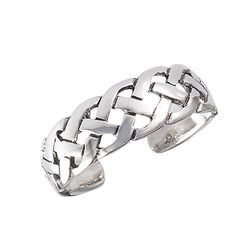 Celtic Weave Intricate .925 Sterling Silver Braid Midi Weave Toe Ring Band