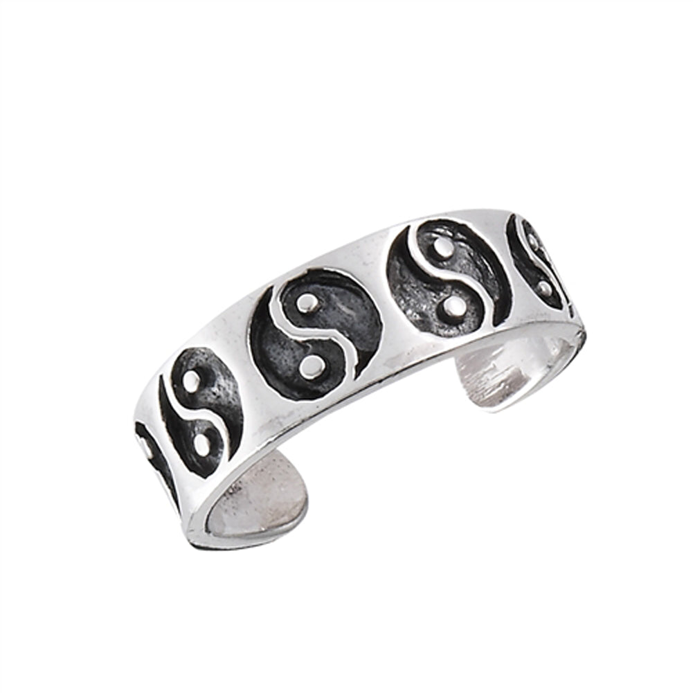 Midi Yin Yang Balance .925 Sterling Silver Oxidized Energy Toe Ring Band