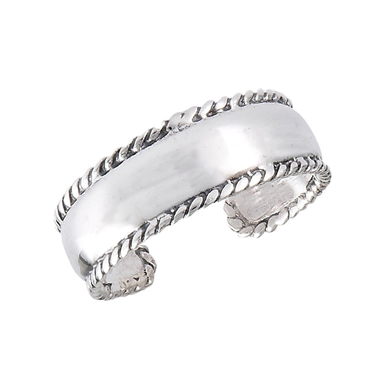 Midi Milgrain Simple .925 Sterling Silver Rope Braid Toe Ring Band