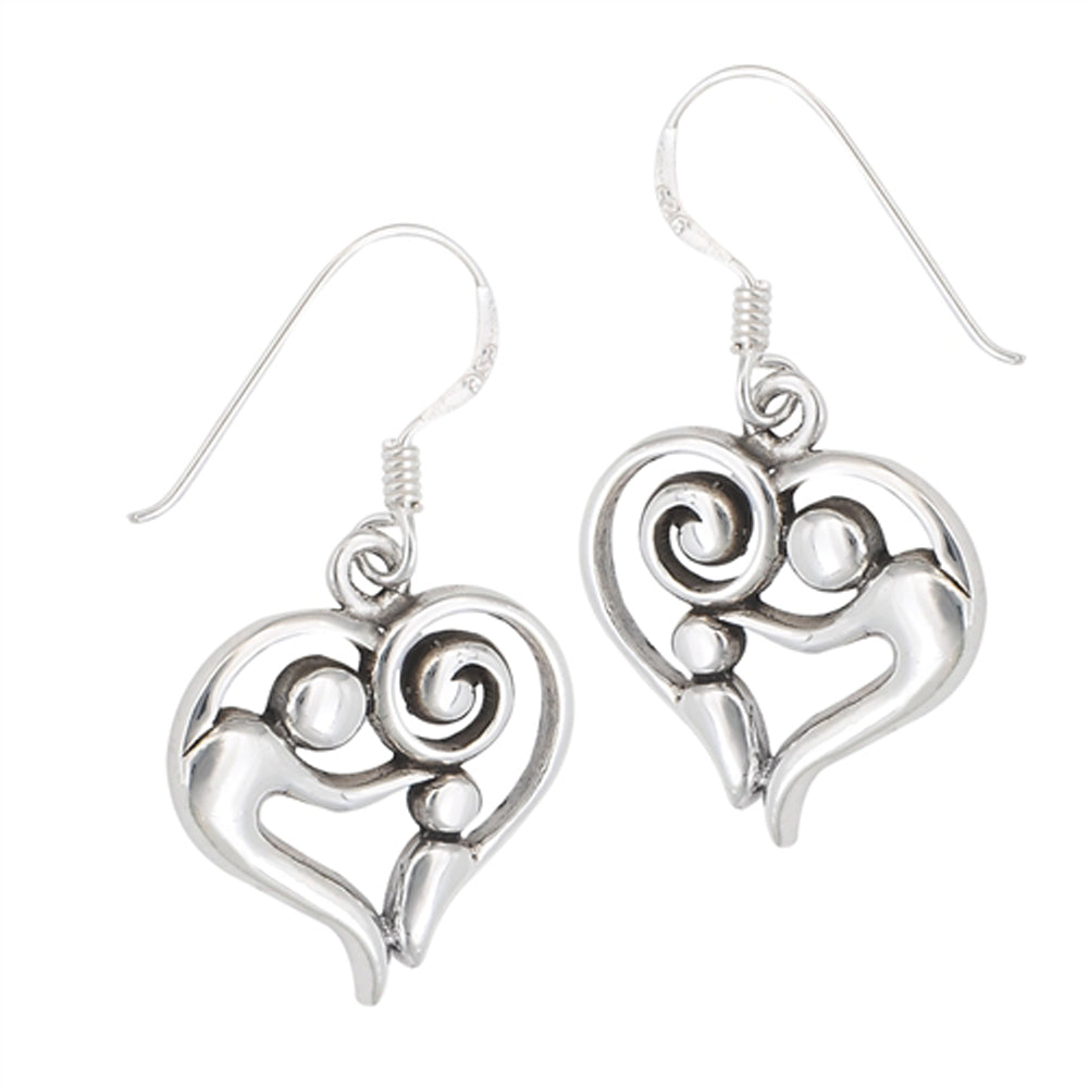 Family Heart Swirl .925 Sterling Silver Baby Mother Promise Child Parent Earrings